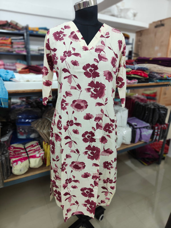 OFFICE\COLLEGE WEAR V- NECK KURTIS 0454