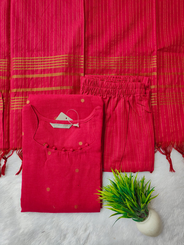 TRADITIONAL HANDLOOM COTTON PINK SALWAR SETS 0491