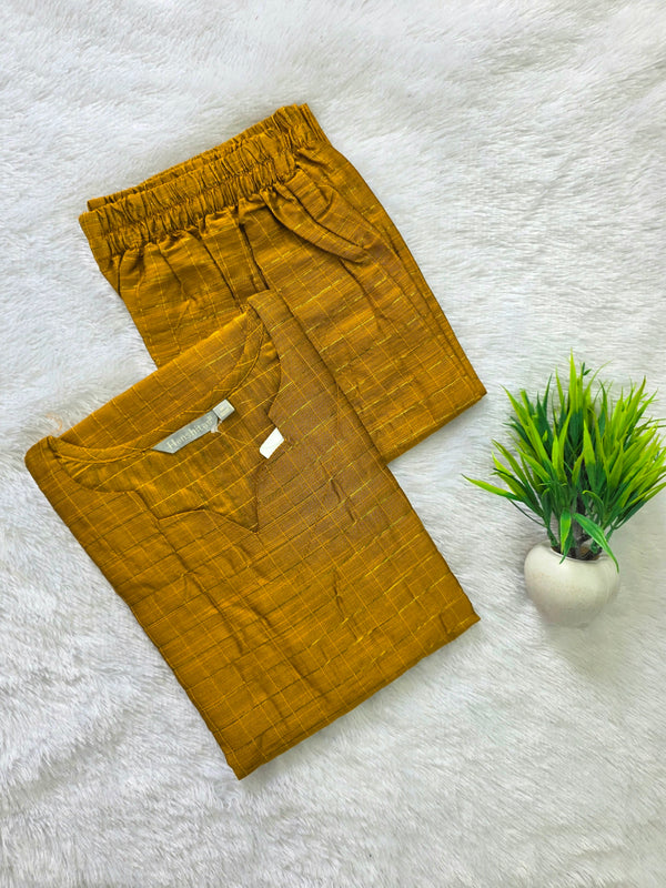 RAW SILK CHECKED CO-ORD SETS GOLDEN YELLOW 0661