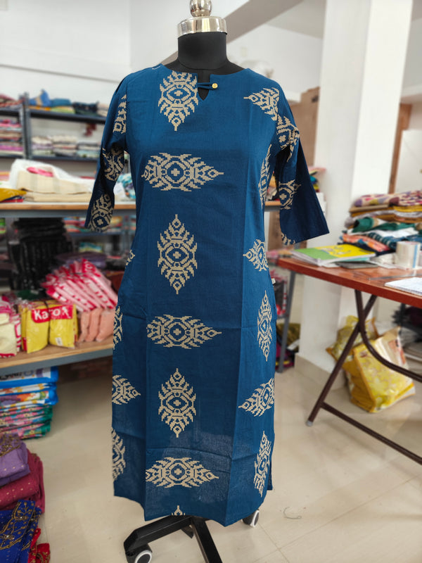 PREMIUM FLEX COTTON  KURTIS TEAL BLUE 0463