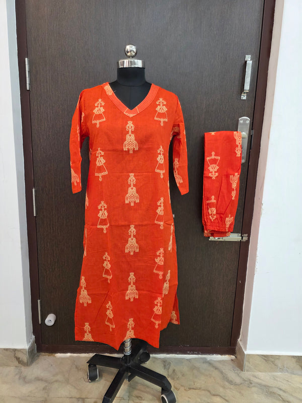 WARLI THEMED CAMBRIC COTTON CO-ORD SETS 0548