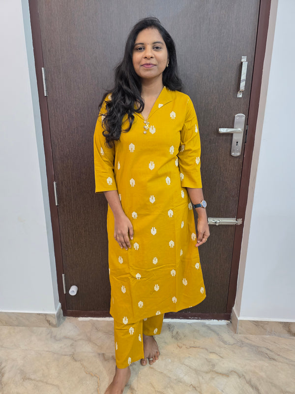 PREMIUM MUSTARD FLEX COTTON CORD SETS 0523