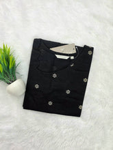 SCALLOPED PREMIUM FLEX COTTON KURTIS BLACK 0599