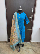 RAW SILK KURTI WITH KALAMKARI DUPATTA 0629