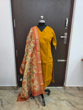 RAW SILK KURTI WITH KALAMKARI DUPATTA 0629