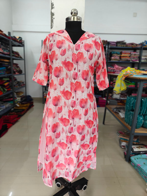 TRENDING LINEN BUBBLE KURTIS 0455