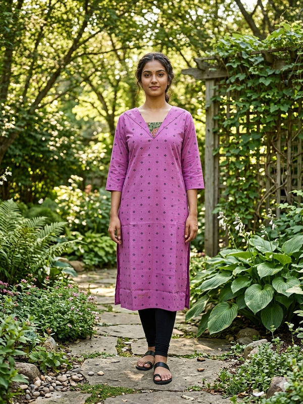 V-NECK COLLAR COTTON KURTIS 0546 (SUMMER SPECIAL)