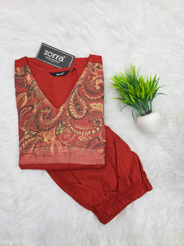 RUST ORANGE BERLIN SILK CO-ORD SETS/ 0584