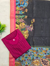 RAW SILK KURTI WITH KALAMKARI DUPPATTA 0509