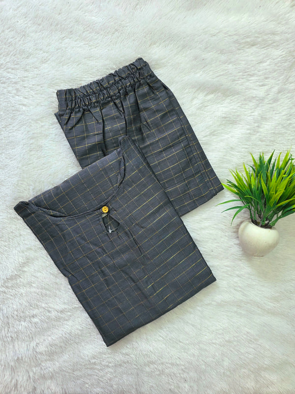 RAW SILK CHECKED CO-ORD SETS GREY 0661