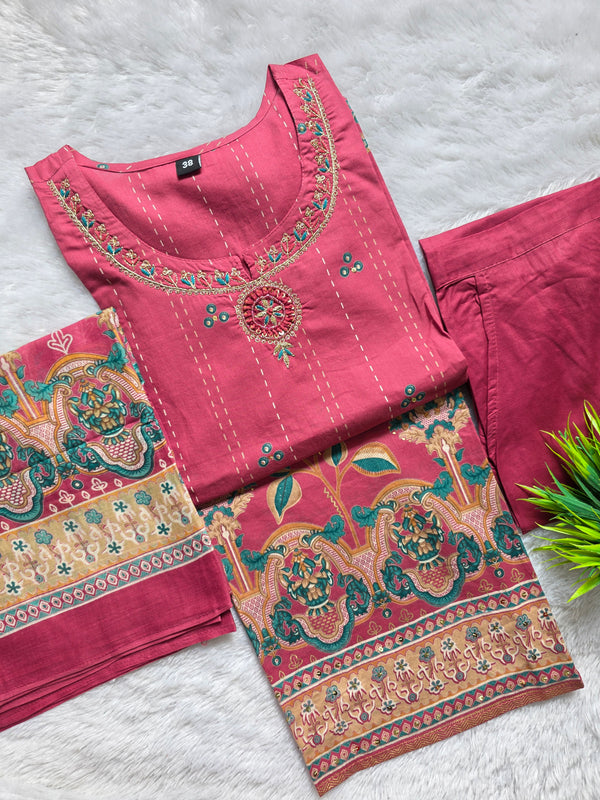 PINK HANDWORK PREMIUM JAIPUR COTTON SALWAR SETS 0537