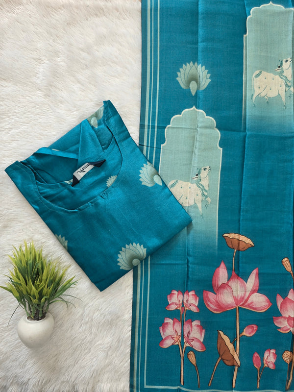 PREMIUM TUSSAR SILK KURTI +DUPPATTA 0569