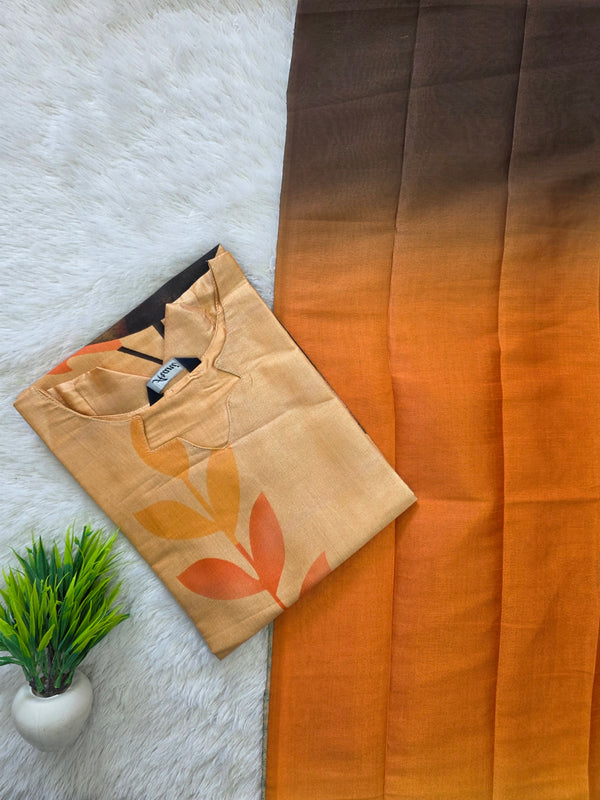 PREMIUM TUSSAR SILK KURTI +DUPPATTA 0569