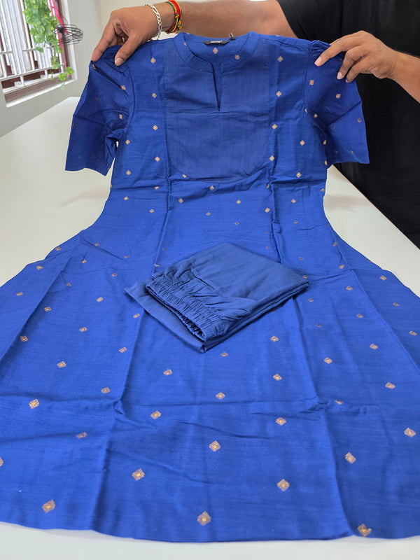 PREMIUM A-LINE ROYAL BLUE RAW SILK CORD SETS 0528