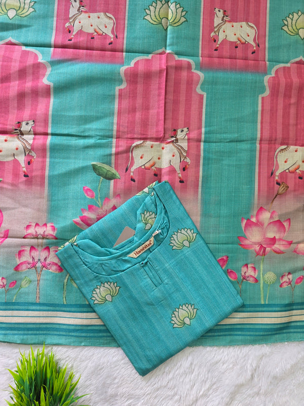 PREMIUM TUSSAR SILK KURTI +DUPPATTA 0658