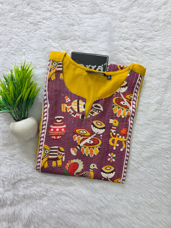 KALAMKARI THEMED BERLIN SILK KURTIS 0615