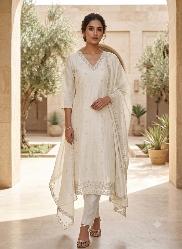 OFF WHITE PARTY WEAR SALWAR SETS 0603