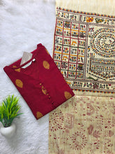 RAW SILK KURTI WITH MADHUBANI DUPATTA 0622
