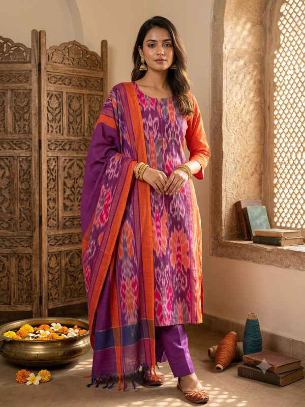 POCHAMPALLY IKKAT COTTON SALWAR SETS / 0650