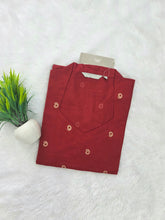 V COLLAR NECK PREMIUM FLEX COTTON KURTIS CRIMSON RED 0599