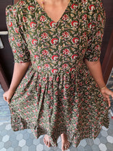 MILITARY KALAMKARI DESIGN COTTON MAXI DRESS 0550
