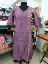 PREMIUM VATICAN SILK  ONE SIDE EMBRODIERY KURTIS 0490
