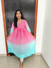 Party Wear Handwork Georgette Dual color Anarkali 0473