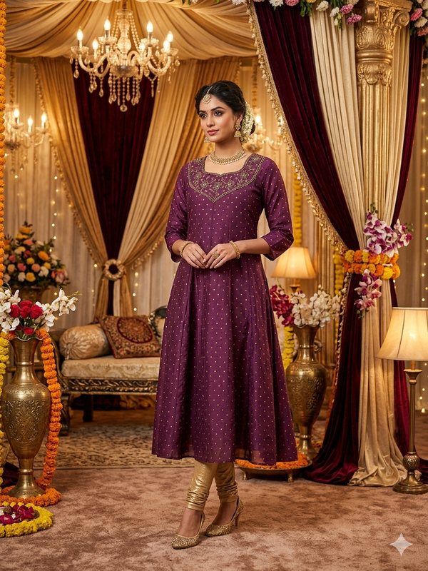 GRAND PARTY WEAR PANEL CUT ANARKALI KURTI 0501