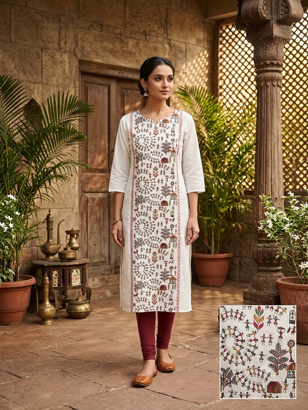KALAMKARI THEMED BERLIN SILK KURTIS 0615
