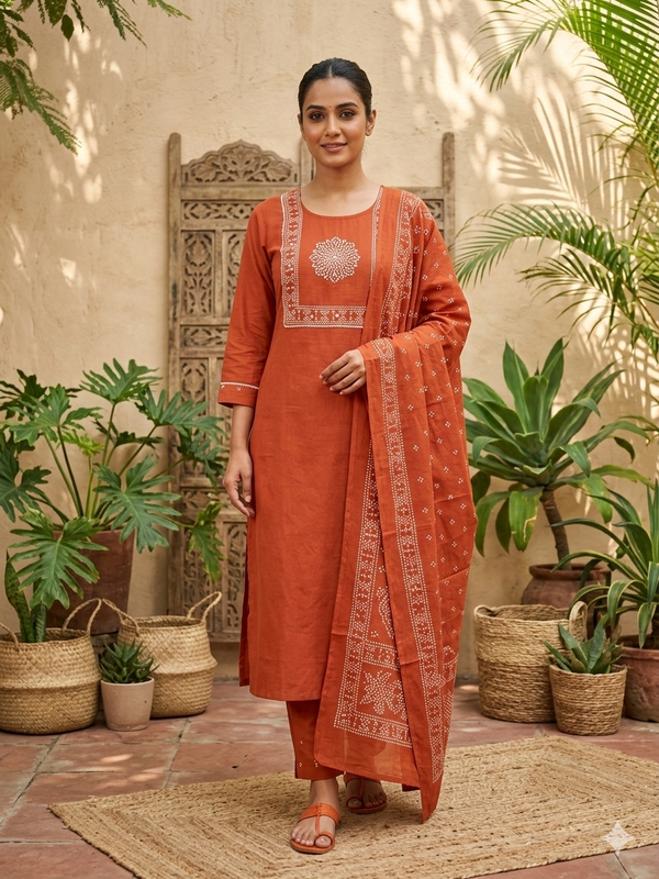 MIRROR WORK JAIPUR COTTON 3 PIECE SALWAR SETS 0537