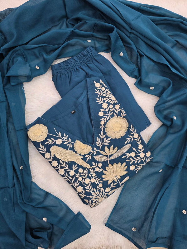 TEAL BLUE JAIPUR COTTON UMBRELLA SALWAR SETS 0549