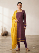 HANDLOOM CHECKS KURTI WITH CONTRAST DUPATTA 0631