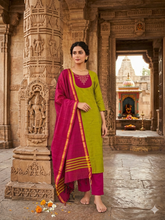 HANDLOOM RAW SILK KOLAM EMBROIDERED SALWAR SETS 2222