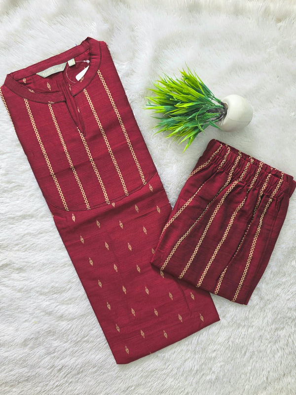 MARRON RAW SILK CO-ORD SETS 0614
