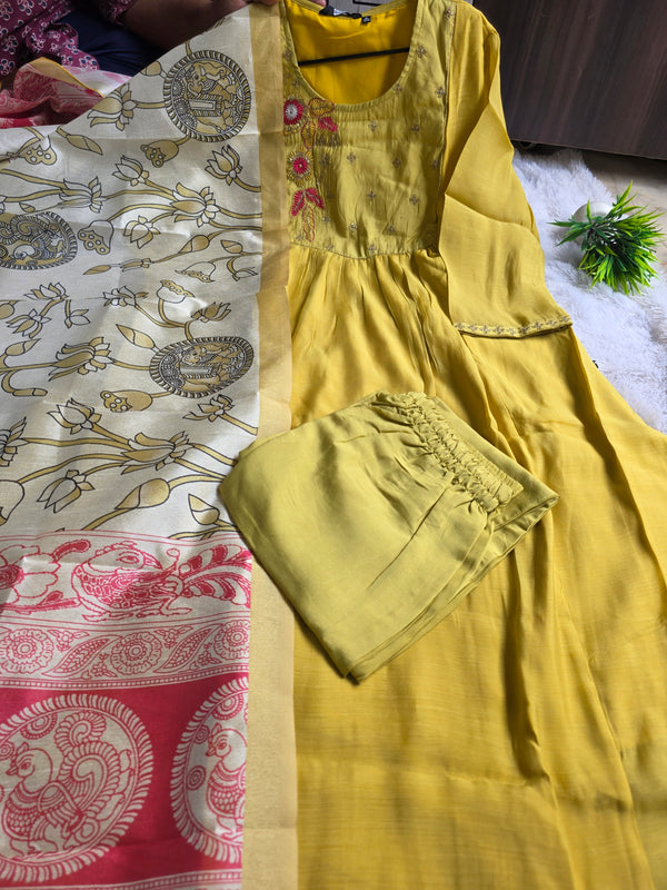 MUL CHANDERI & KALAMKARI INSPIRED SALWAR SETS 0565
