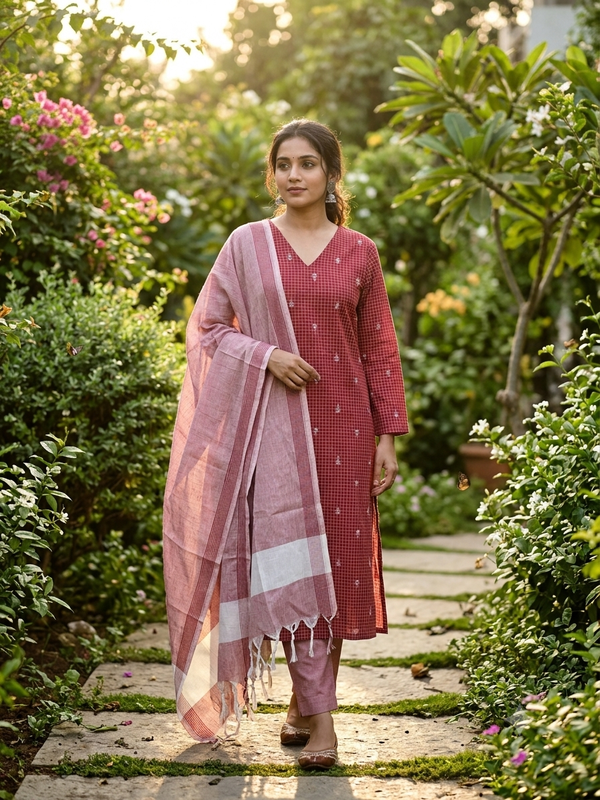 SOUTH COTTON CHECKED SALWAR SETS 0660