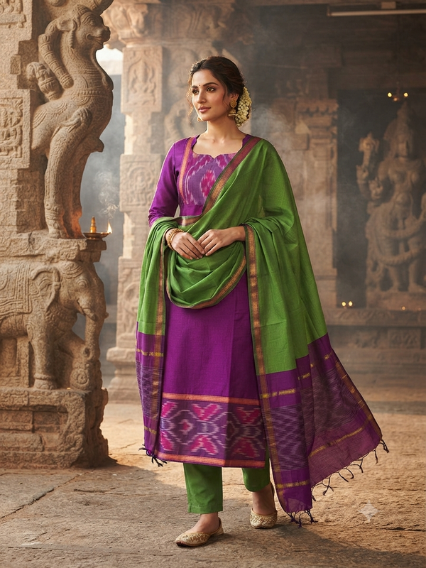 PURE HANDLOOM POCHAMPALLY IKKAT SILK SALWAR SETS 0555