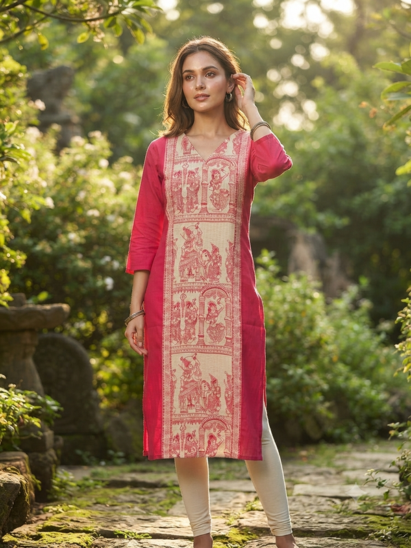 KALAMKARI THEMED BERLIN SILK KURTIS 0615