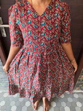 MAROON KALAMKARI DESIGN COTTON MAXI DRESS 0550