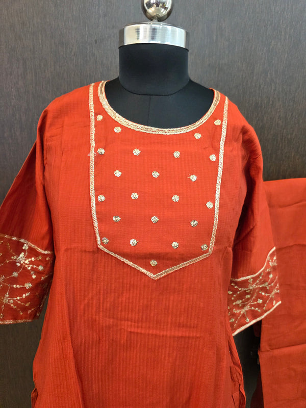 RUST ORANGE BERLIN SILK CO-ORD SETS 0532