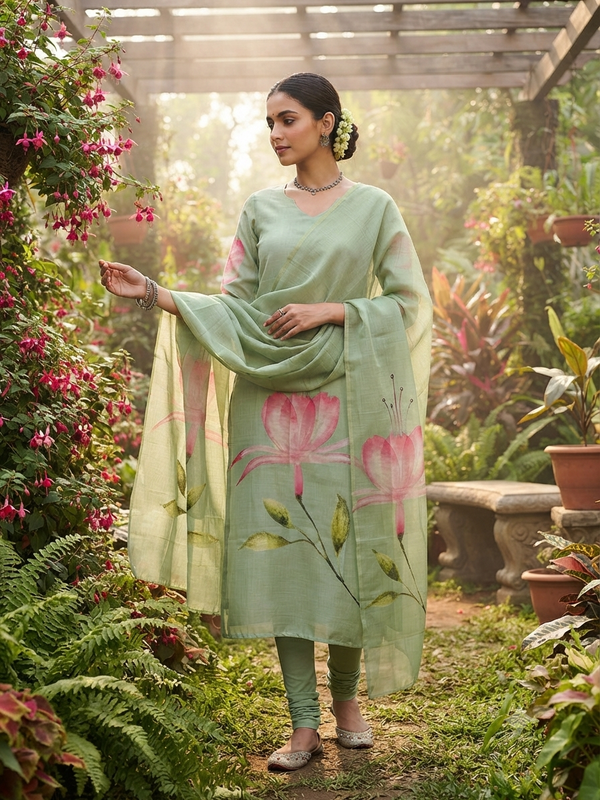 PREMIUM TUSSAR SILK KURTI +DUPPATTA 0569
