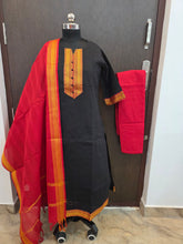 BLACK & RED HANDLOOM MANGALGIRI COTTON SALWAR SETS 0483