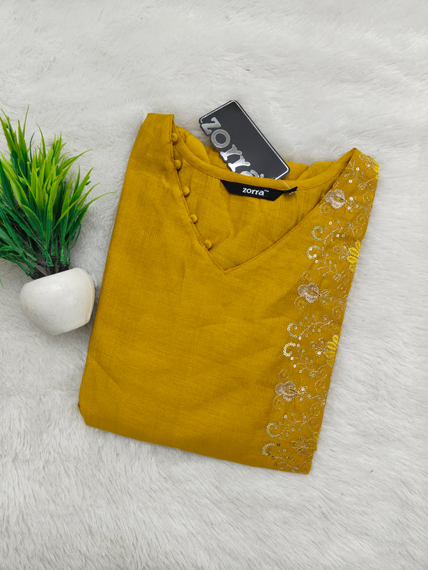 PREMIUM VATICAN SILK  ONE SIDE EMBRODIERY KURTIS 0490