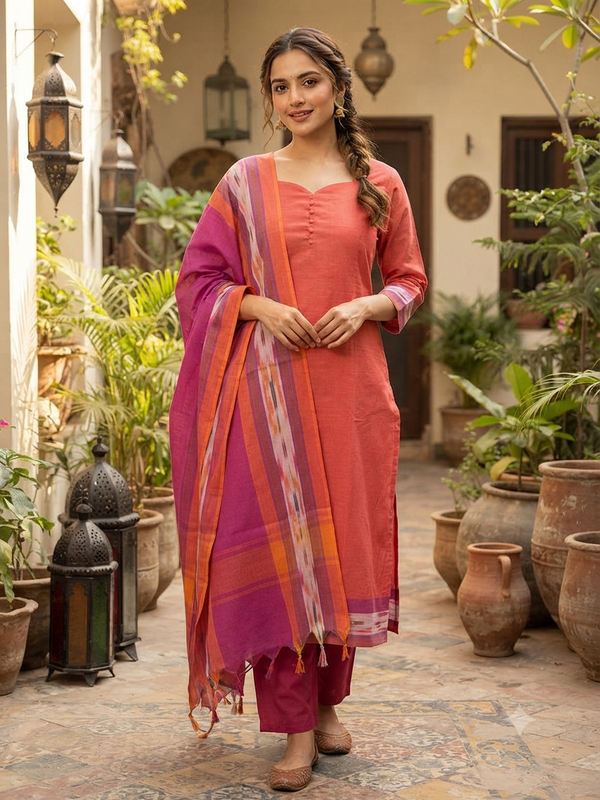 HANDLOOM IKKAT COTTON SALWAR SETS / 0111