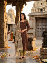 BROWN PREMIUM RAW SILK SALWAR SETS 0585