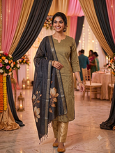 RAW SILK KURTI WITH KALAMKARI DUPPATTA 0509