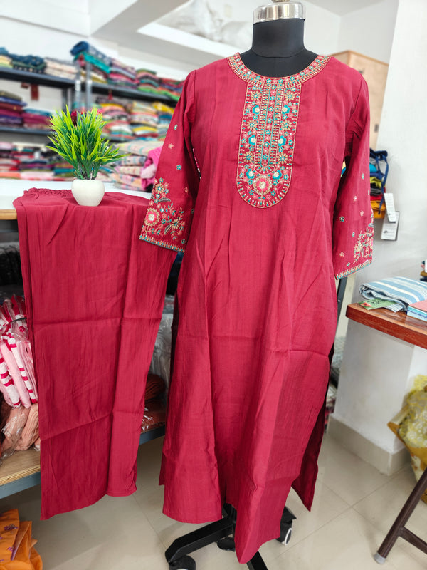 PREMIUM VATICAN ETHNIC SILK KURTI +PANT SETS 0496