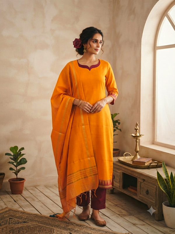 TRADITIONAL HANDLOOM SILK SALWAR SETS 0611