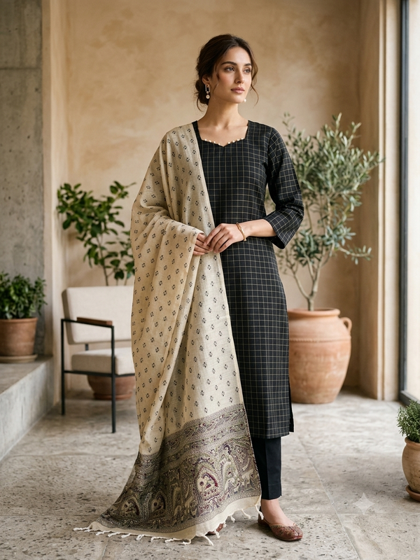 RAW SILK WITH MADHUBANI INSPIRED SALWAR 0652