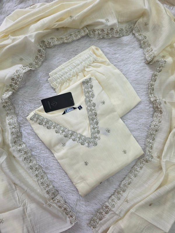 OFF WHITE PARTY WEAR SALWAR SETS 0603